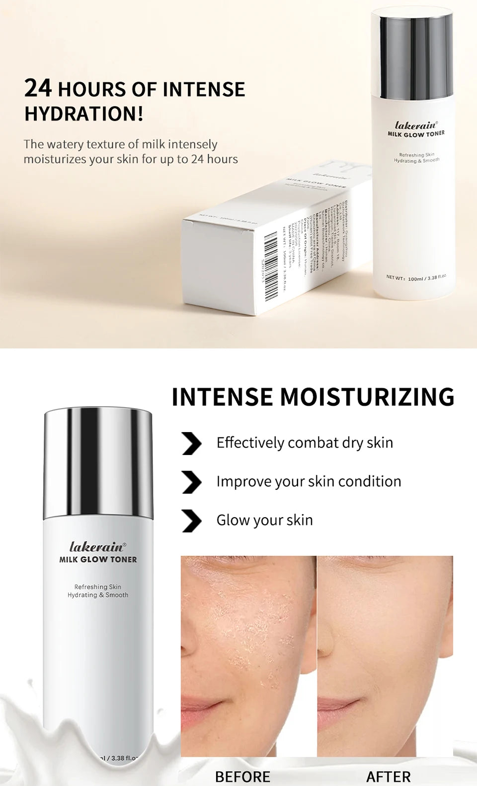 Milk Glow Toner Hydrating Facial Essence for Brightening Skin - 10