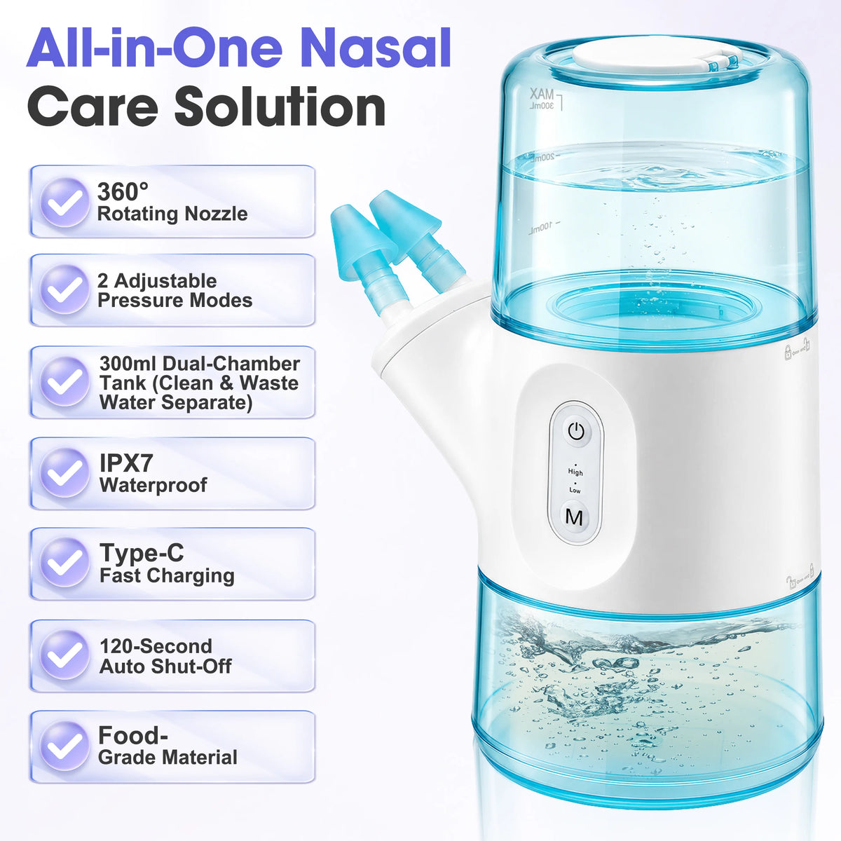 Electric Nasal Irrigator and Sinus Rinse Nasal Cleaner