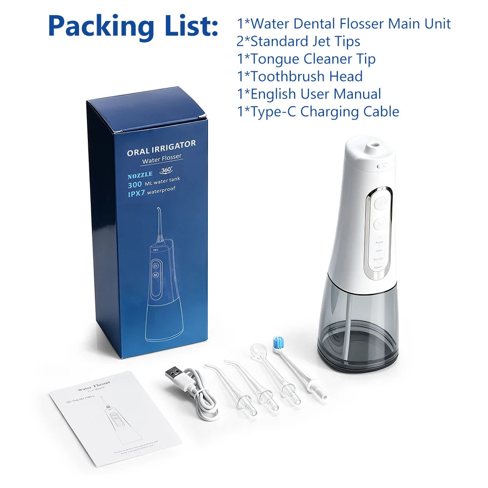 Water Dental Flosser Cordless Oral Irrigator for Teeth Cleaning