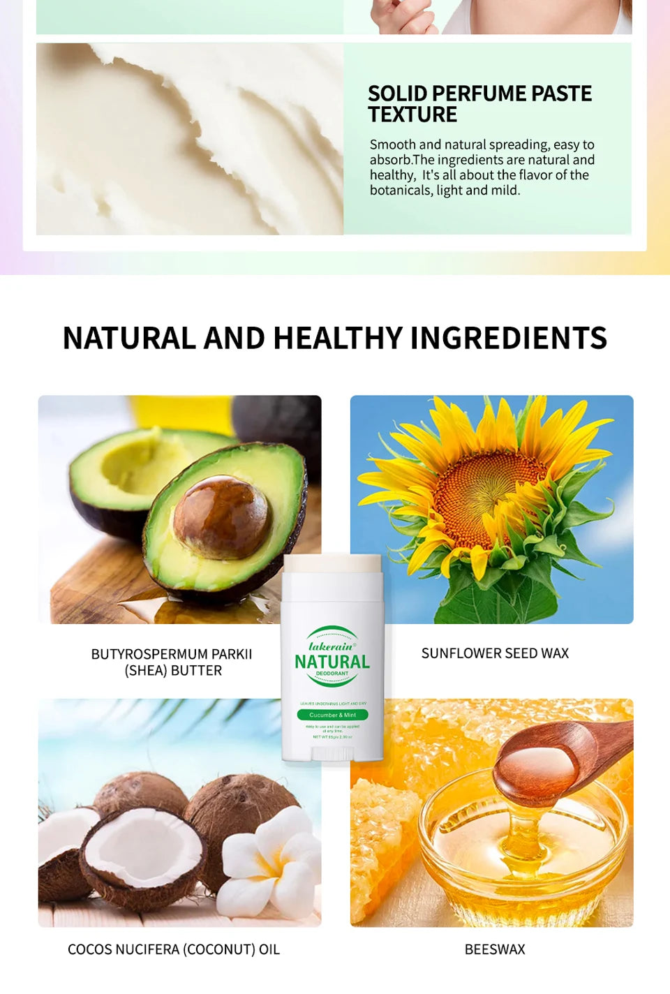 Natural Deodorant Stick Long Lasting Solid Perfume Balm