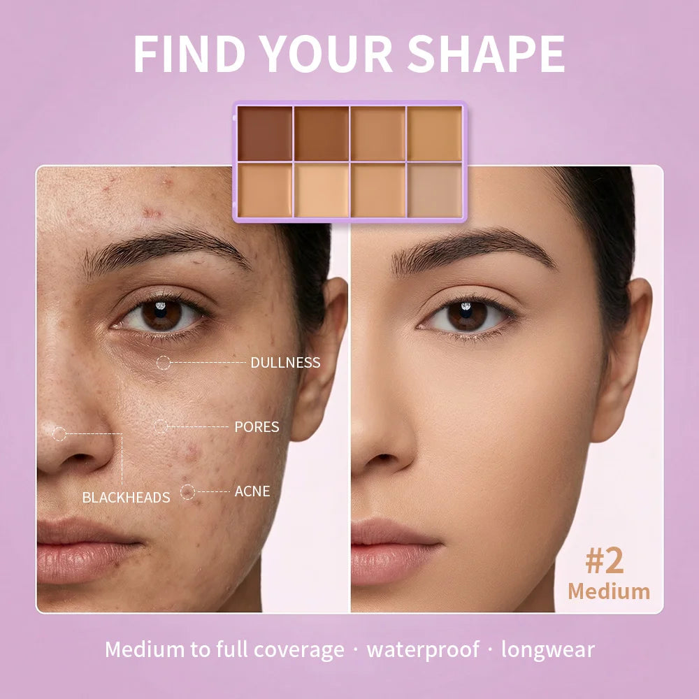 Cream Concealer Palette Full Coverage Face Contour Makeup - 5