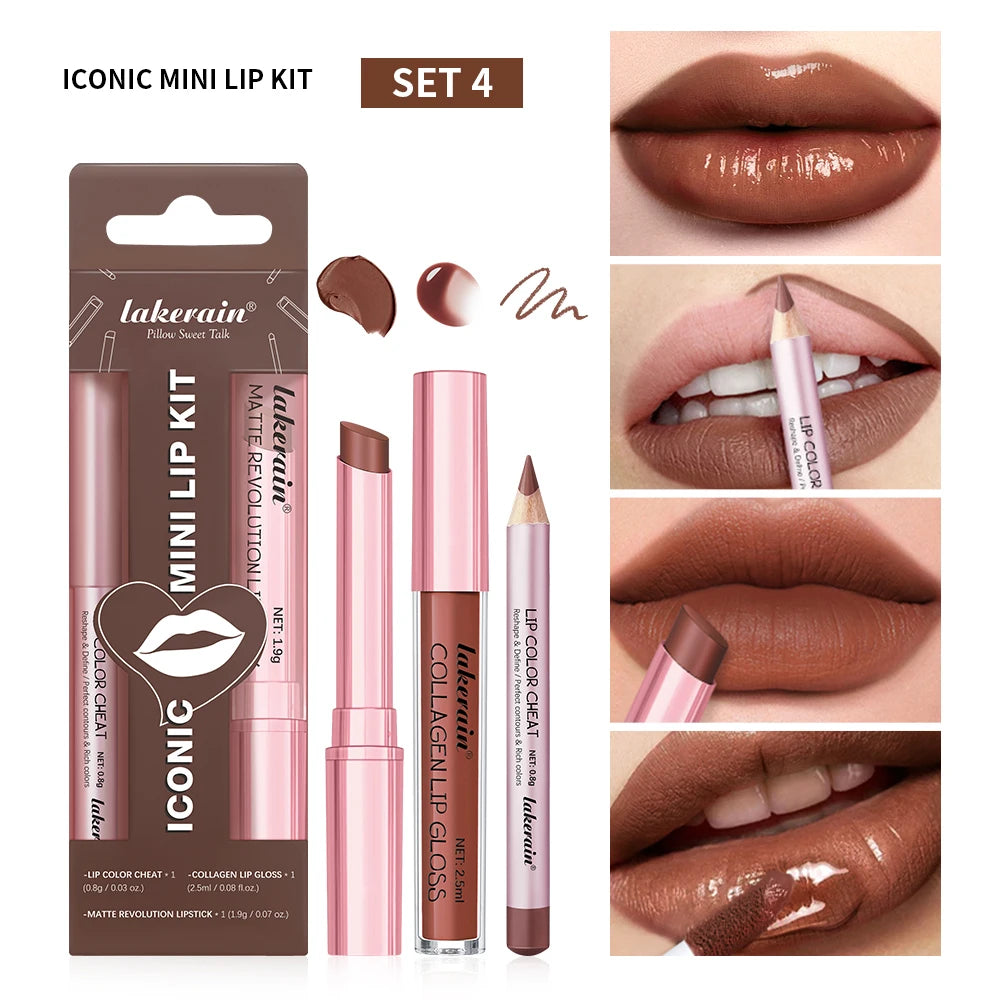 Matte Lipstick and Lip Liner Makeup Set Long Lasting Lip Cosmetic Kit - 20