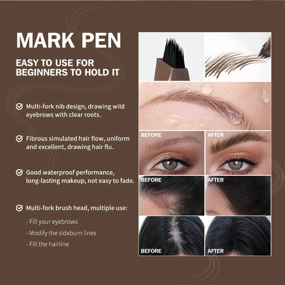 Liquid Eyebrow Pen Microblading Fork Tip Tattoo Brow Pencil