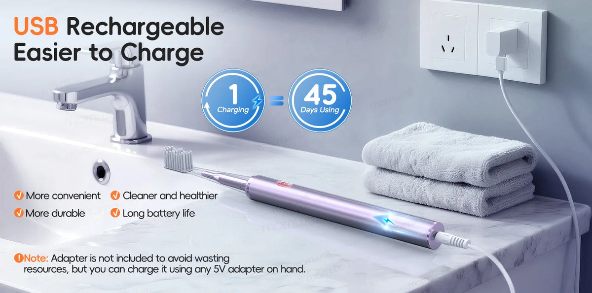 Rechargeable Electric Toothbrush Acoustic Wave Sonic Dental Cleaner