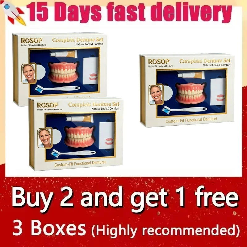 Cosmetic Smile Veneers Silicone Snap On False Teeth Upper and Lower Set