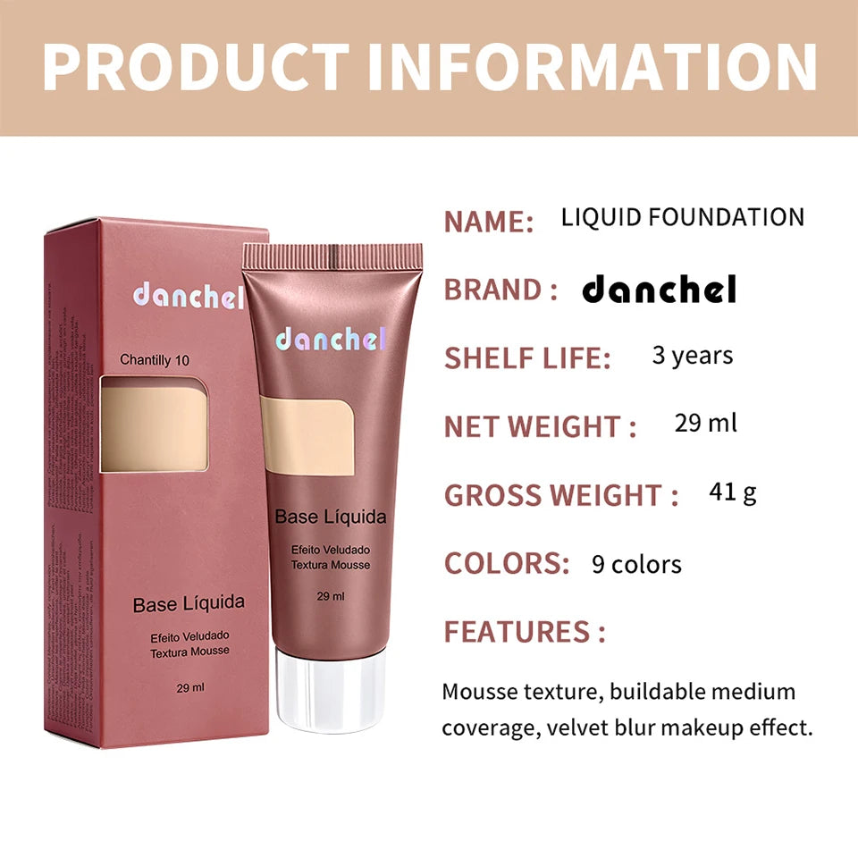 Liquid Foundation Long Lasting Face Makeup Base Matte Velvet Coverage