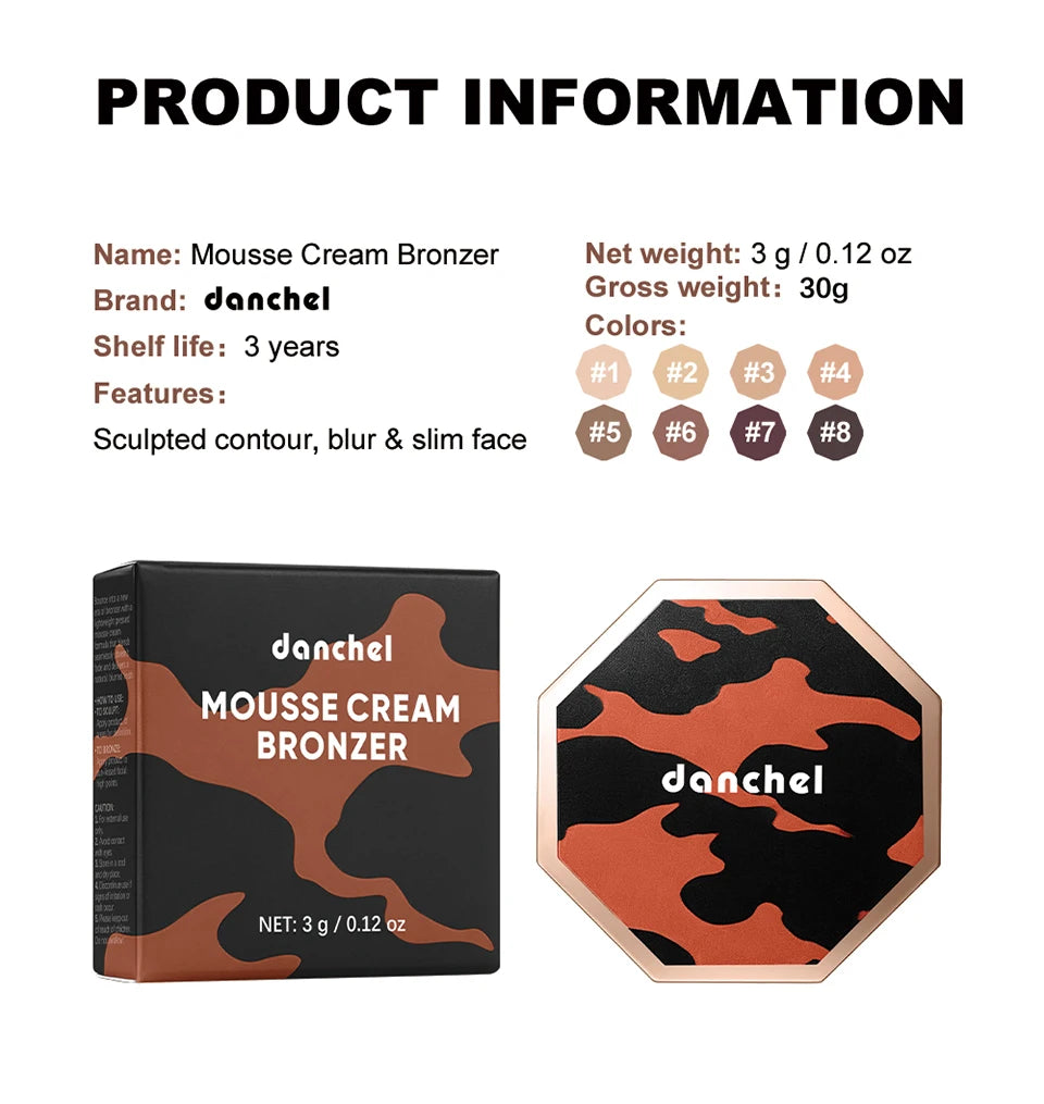 Cream Mousse Bronzer Matte Face Contour Sculpting Makeup