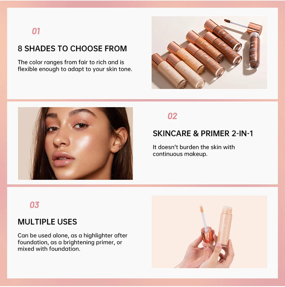 Liquid Face Highlighter Makeup Glow Boosting Illuminating Serum