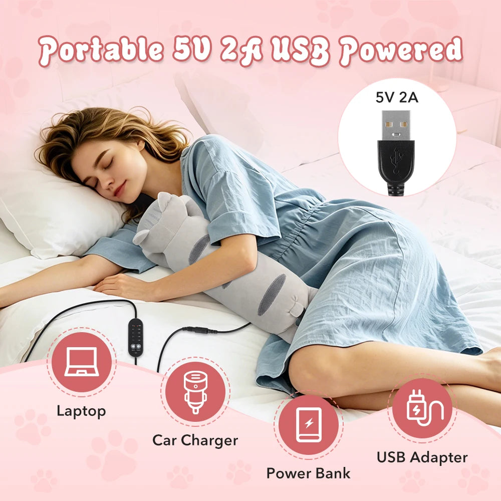 USB Heated Cat Pillow Plush Warming Hot Compress Bolster - 11