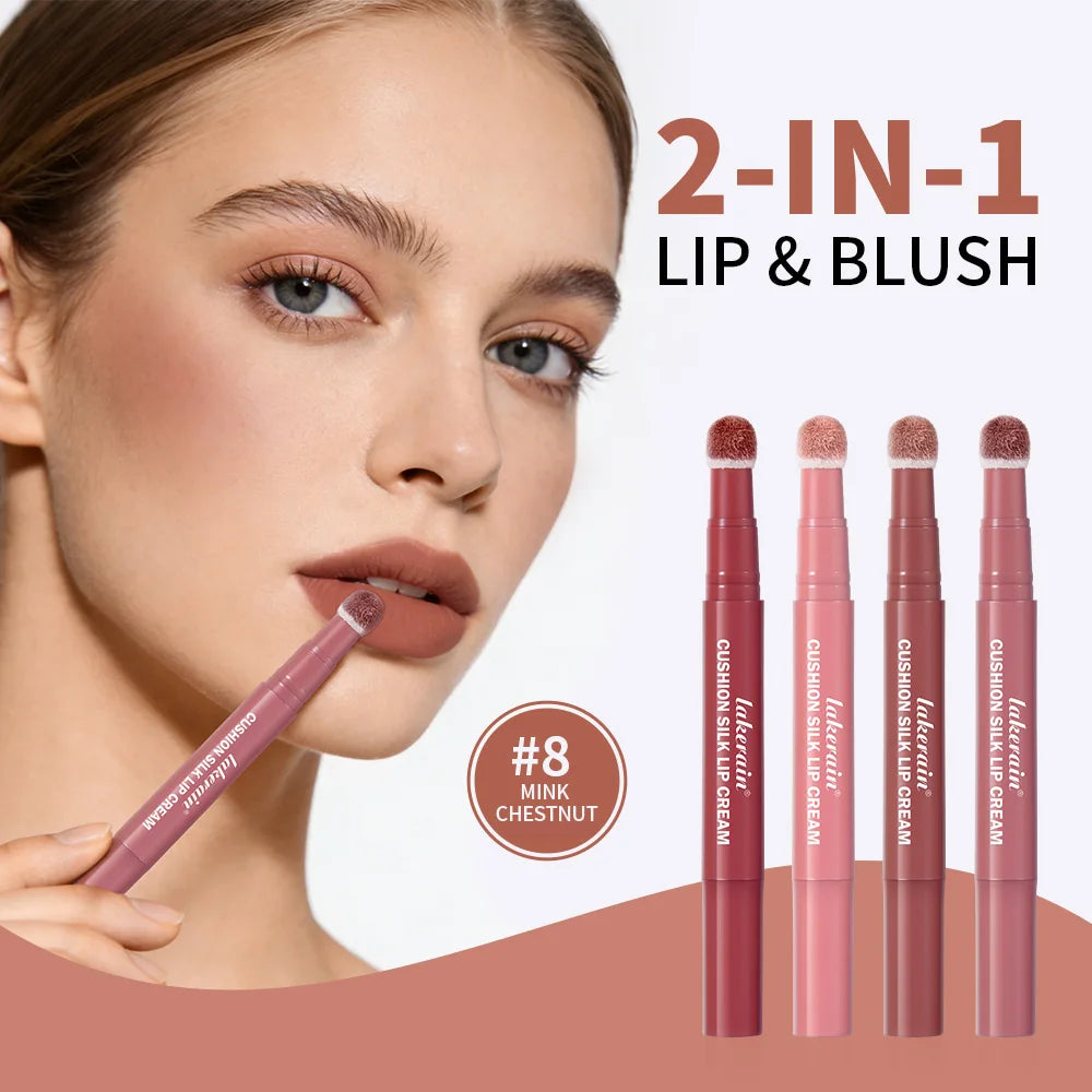 2 in 1 Air Cushion Lip Cream and Blush Waterproof Matte Lip Tint