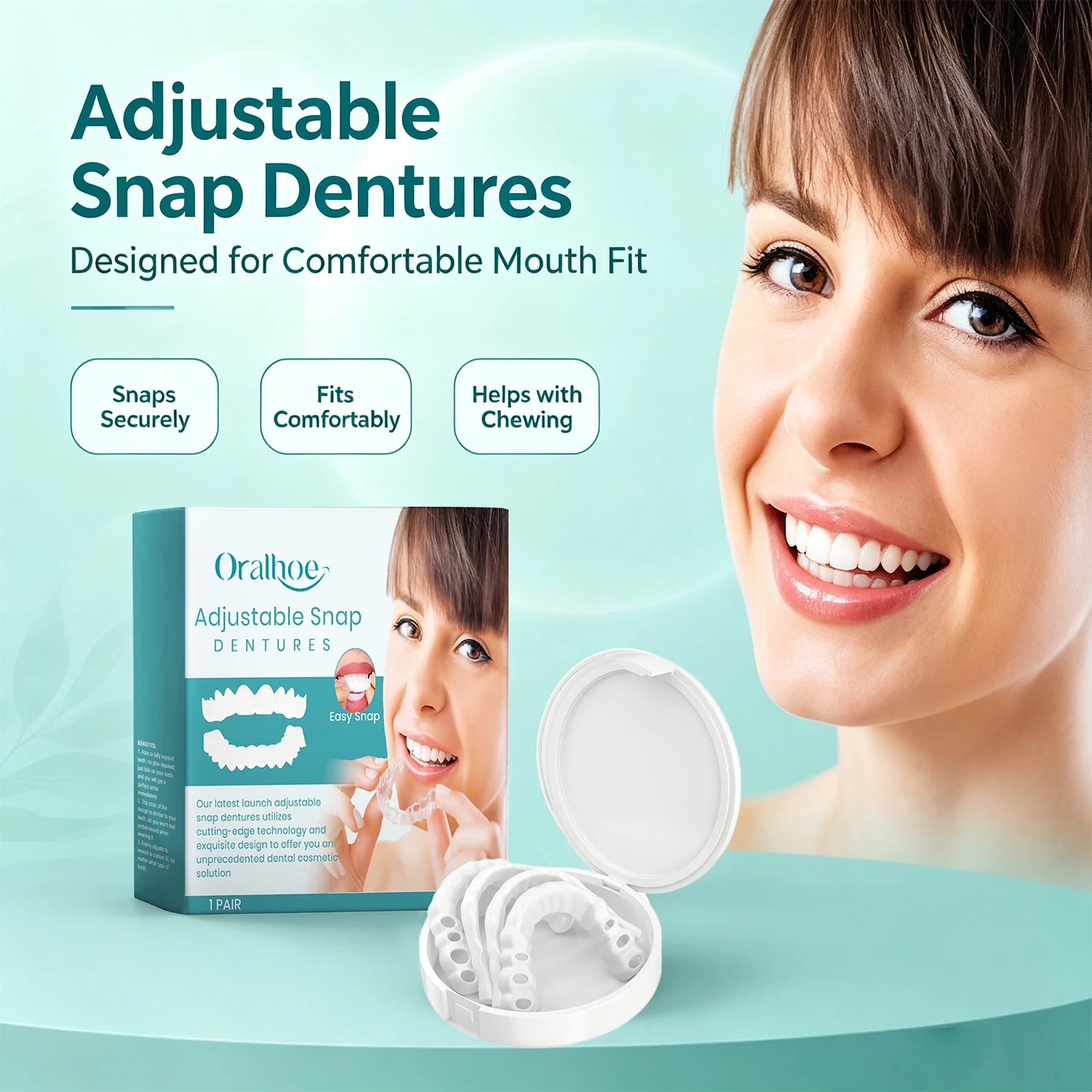 Adjustable Snap Dentures Temporary Teeth Veneers for Natural Smile - 5