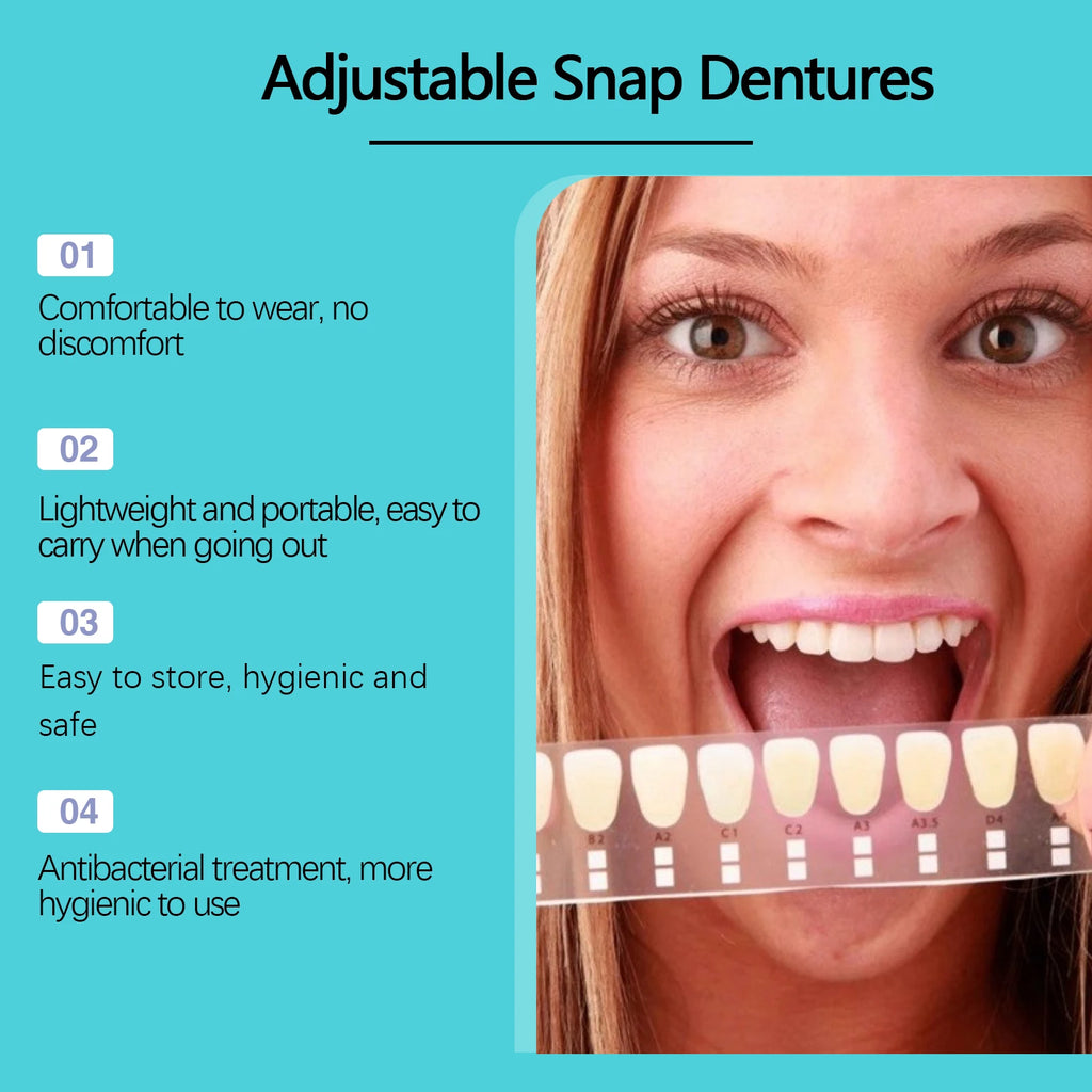 Adjustable Snap Dentures Temporary Teeth Veneers for Natural Smile