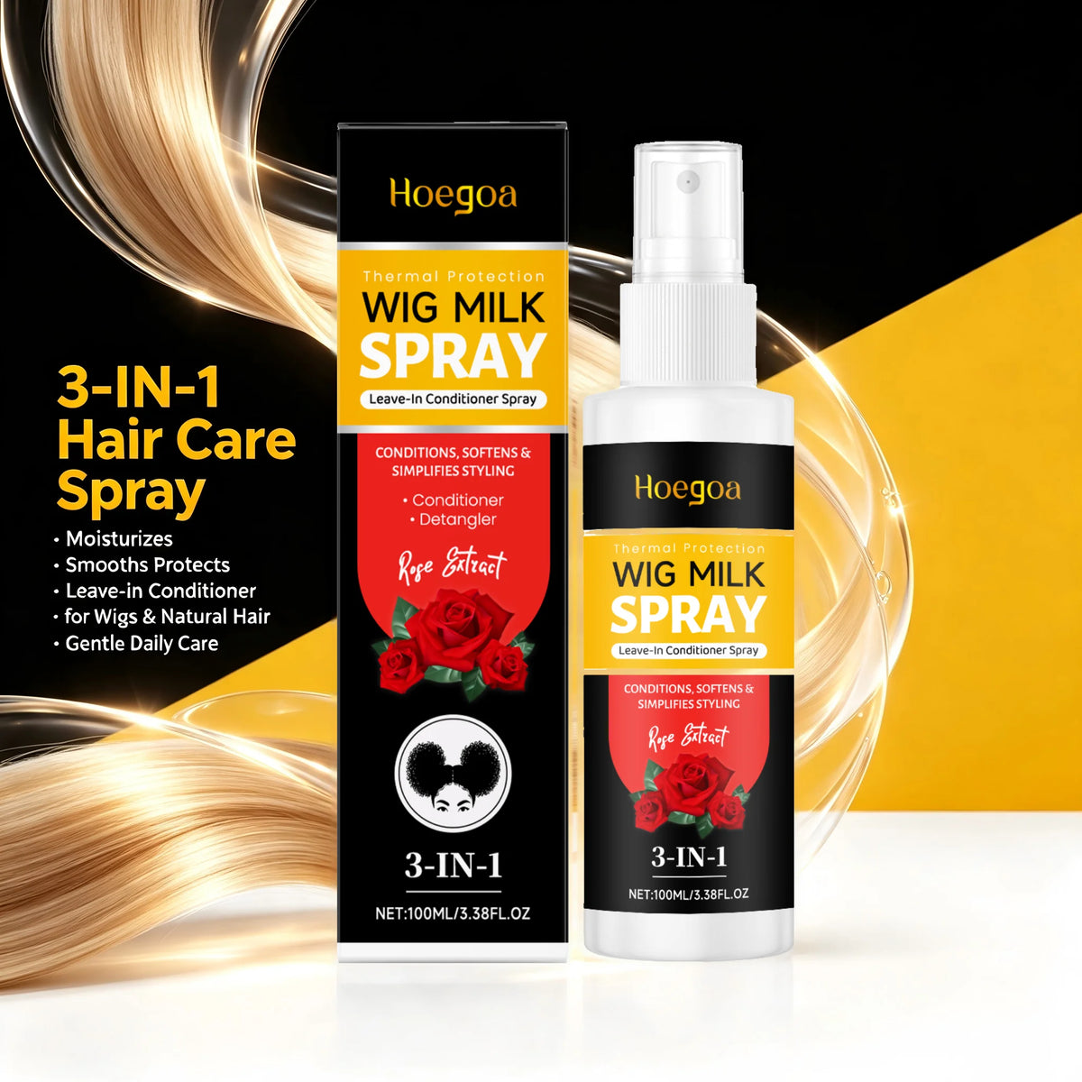 3-in-1 Wig Conditioning Spray and Hair Detangler Mist