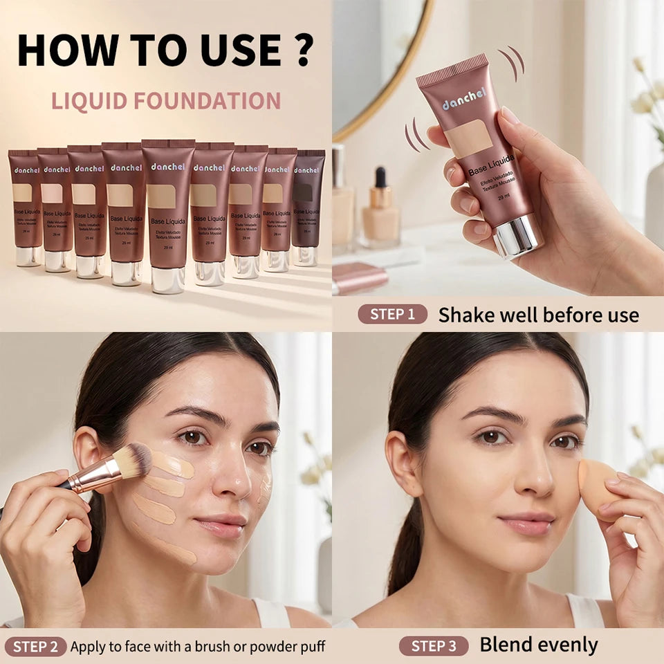 Liquid Foundation Long Lasting Face Makeup Base Matte Velvet Coverage - 14