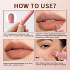 2 in 1 Lip Powder Cream and Cheek Blush Tint Waterproof Makeup