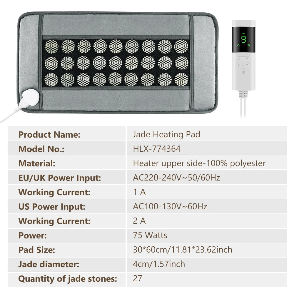 Jade Heating Pad and Electric Warming Mat for Pain Relief
