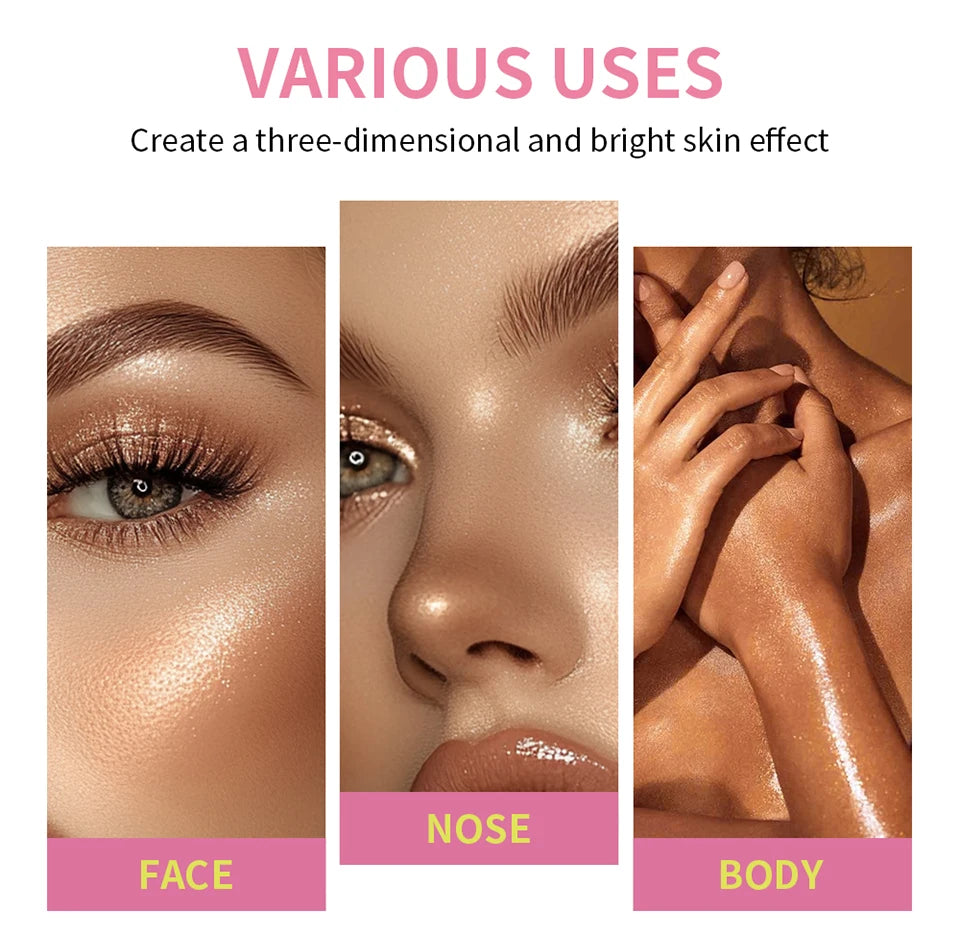 Cream Highlighter Palette and Face Bronzer Makeup Set