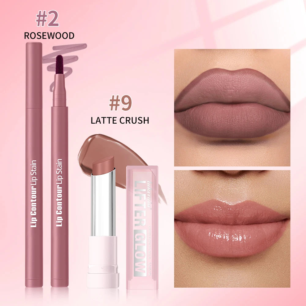Lip Liner Pencil and Lip Contour Makeup Kit Hydrating Lip Balm - 8