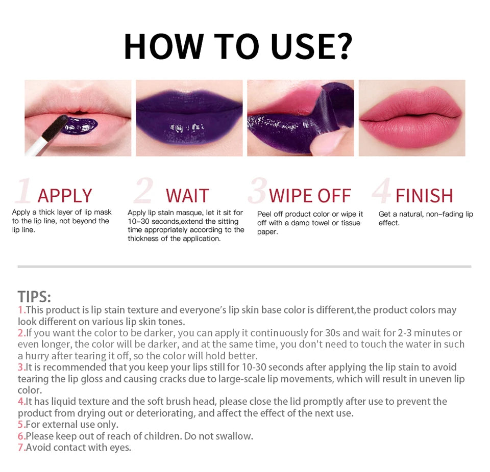 Peel Off Lip Stain Long Lasting Waterproof Liquid Lipstick - 15