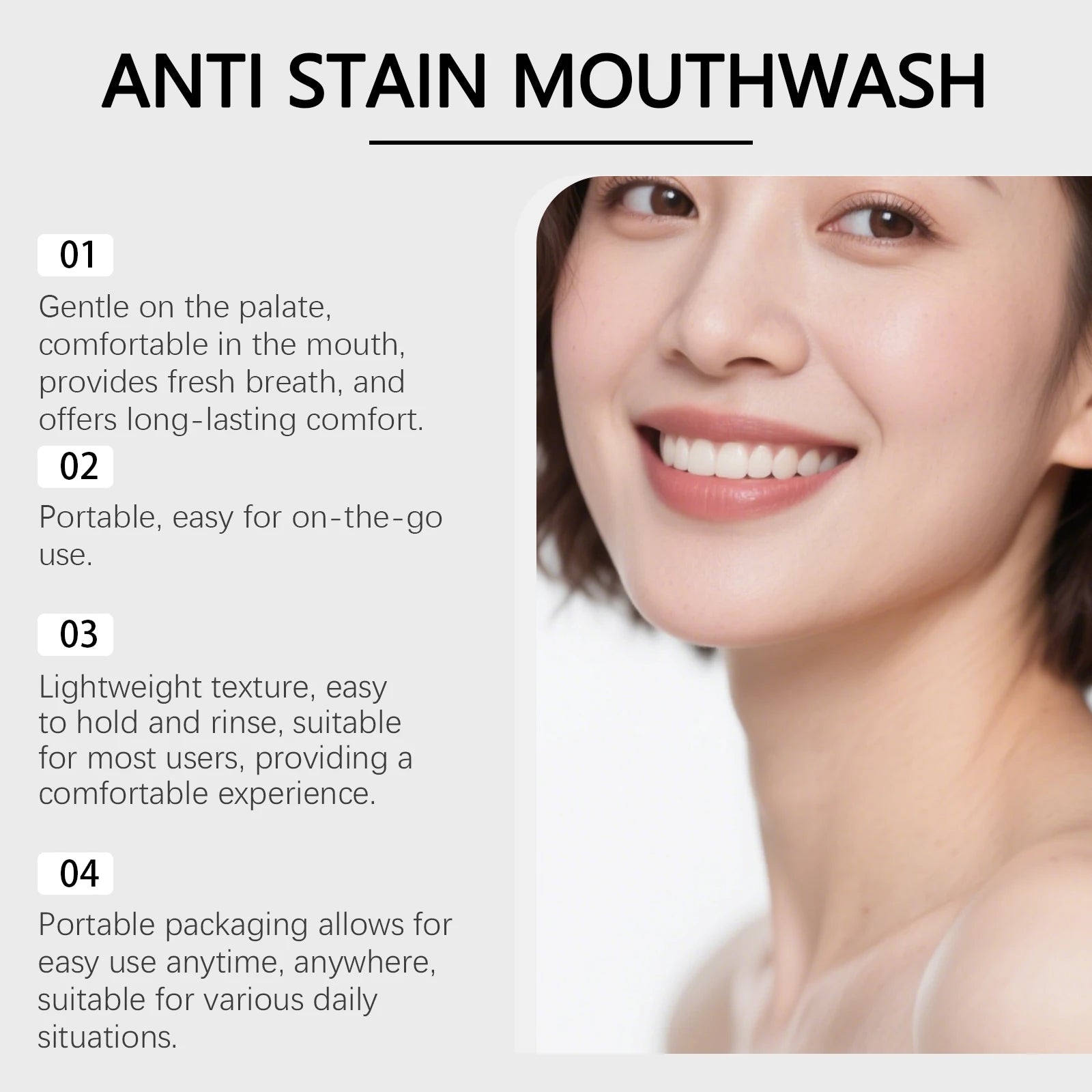 Anti Stain Mouthwash Alcohol Free Teeth Whitening Rinse - 10