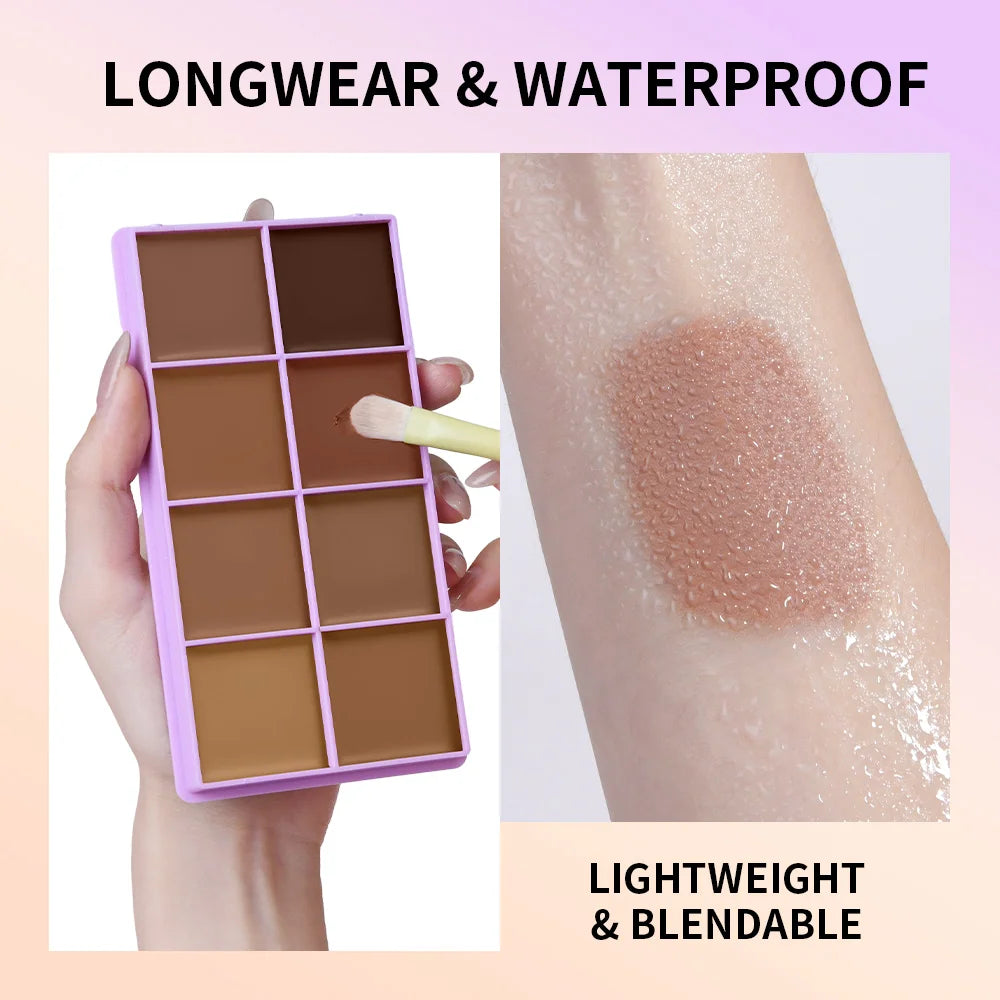 8 Shade Cream Concealer Palette Face Contour and Makeup Corrector - 14