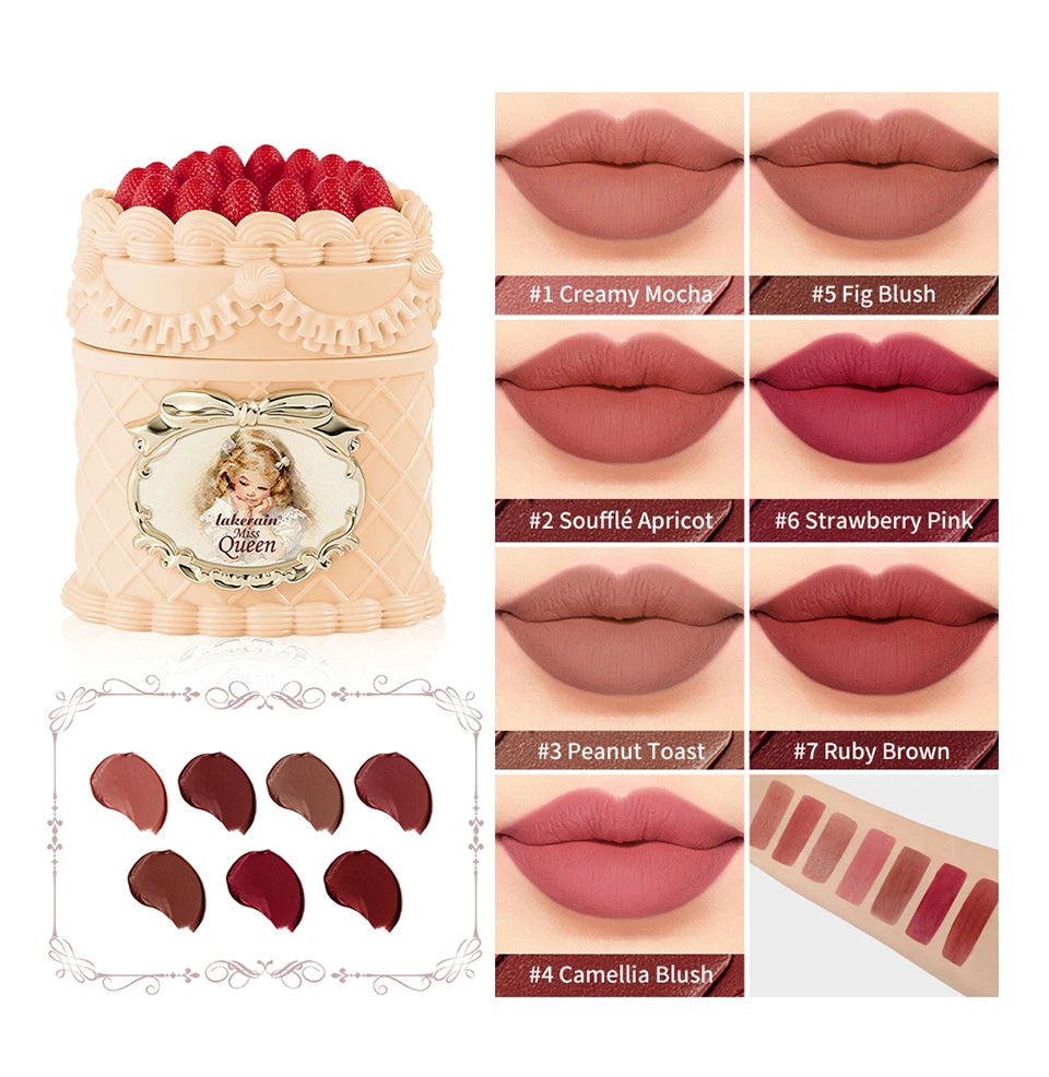 Strawberry Lip Mud Matte Lip Cream Long Lasting Velvet Lipstick
