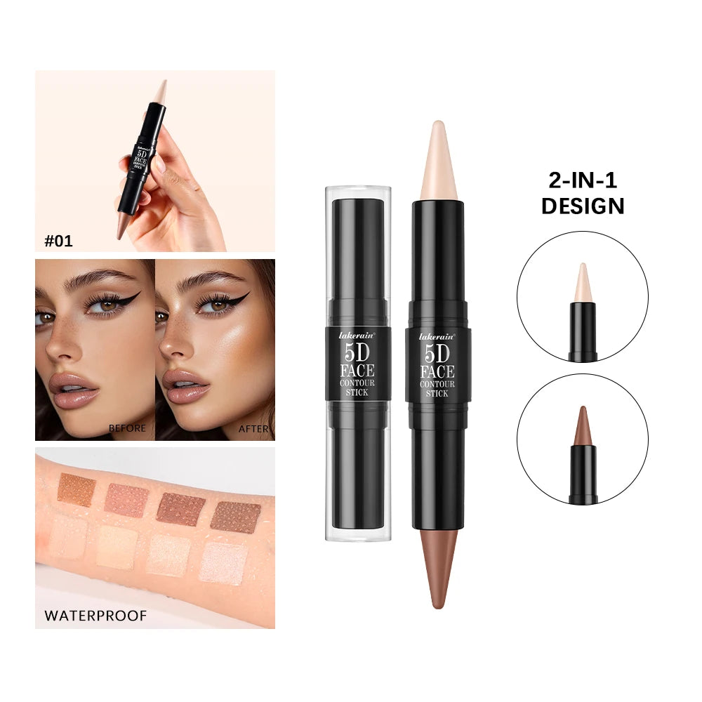 Dual Ended Contour Stick Bronzer and Highlighter Makeup Pen - 2