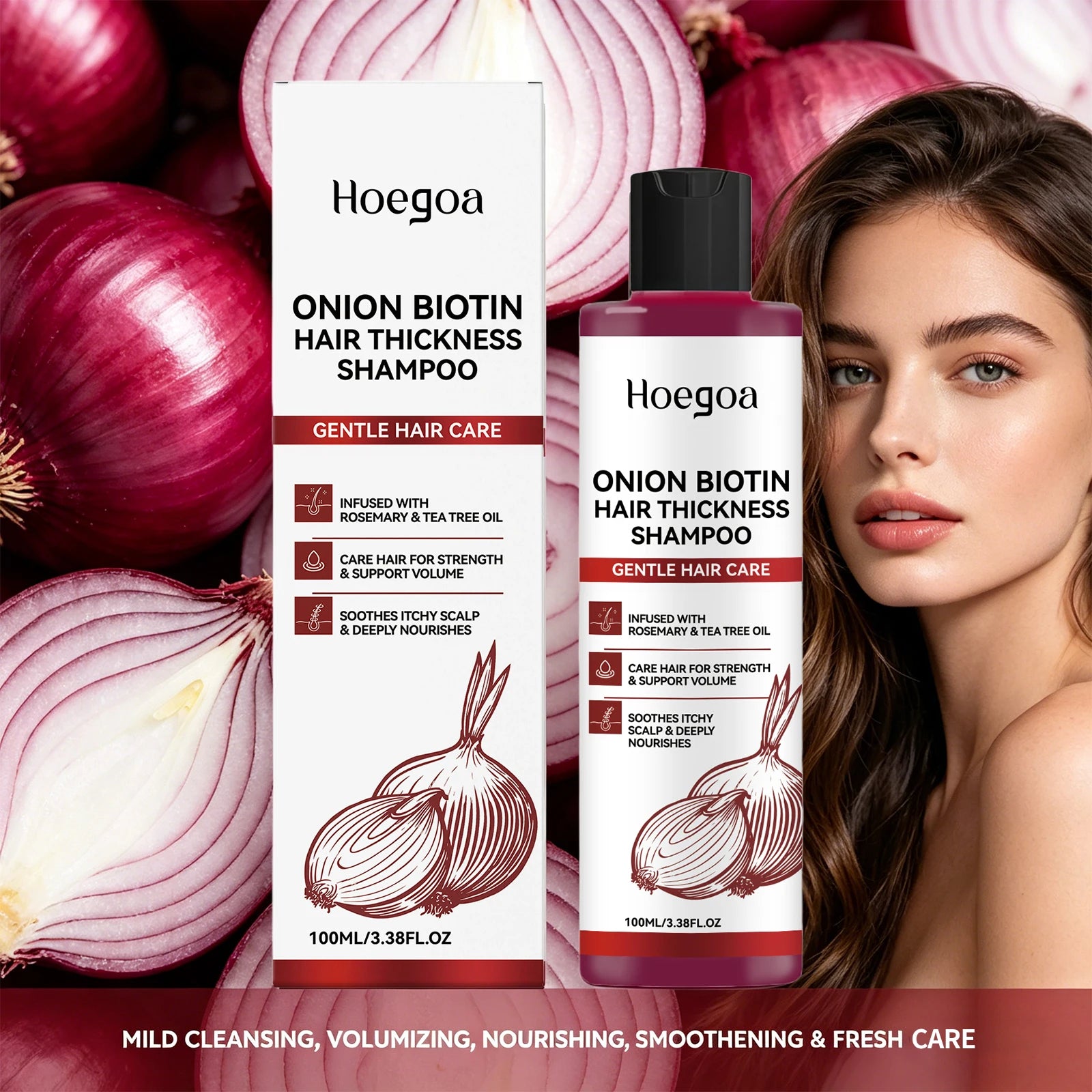 Onion Biotin Shampoo Hair Thickening Wash for Volume and Scalp Care - 2