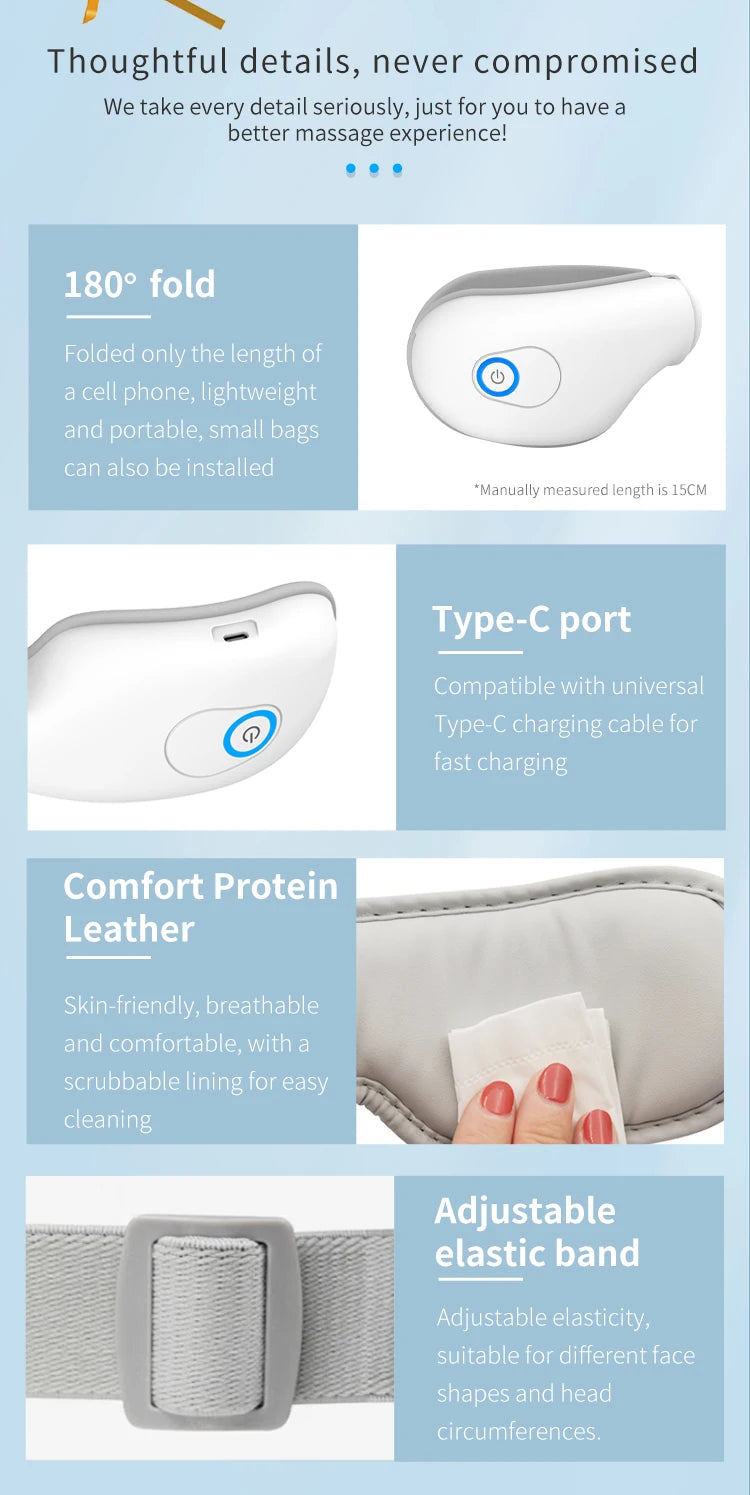 Eye Massager with Heat and Vibration Rechargeable Eye Relaxation Mask