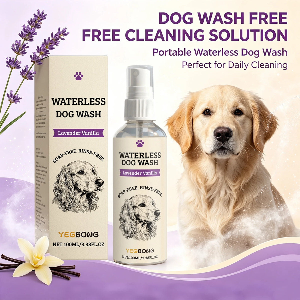Waterless Dog Shampoo Spray No Rinse Pet Dry Bath Cleaner