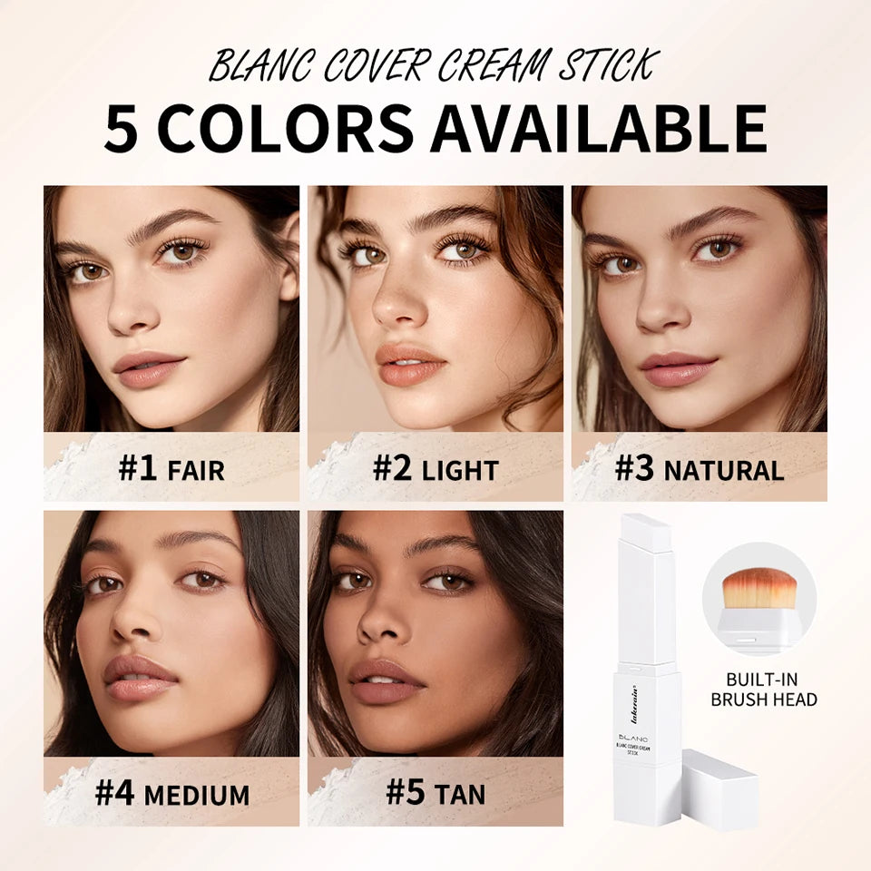 Cream Foundation Stick with Built-in Brush Makeup Base