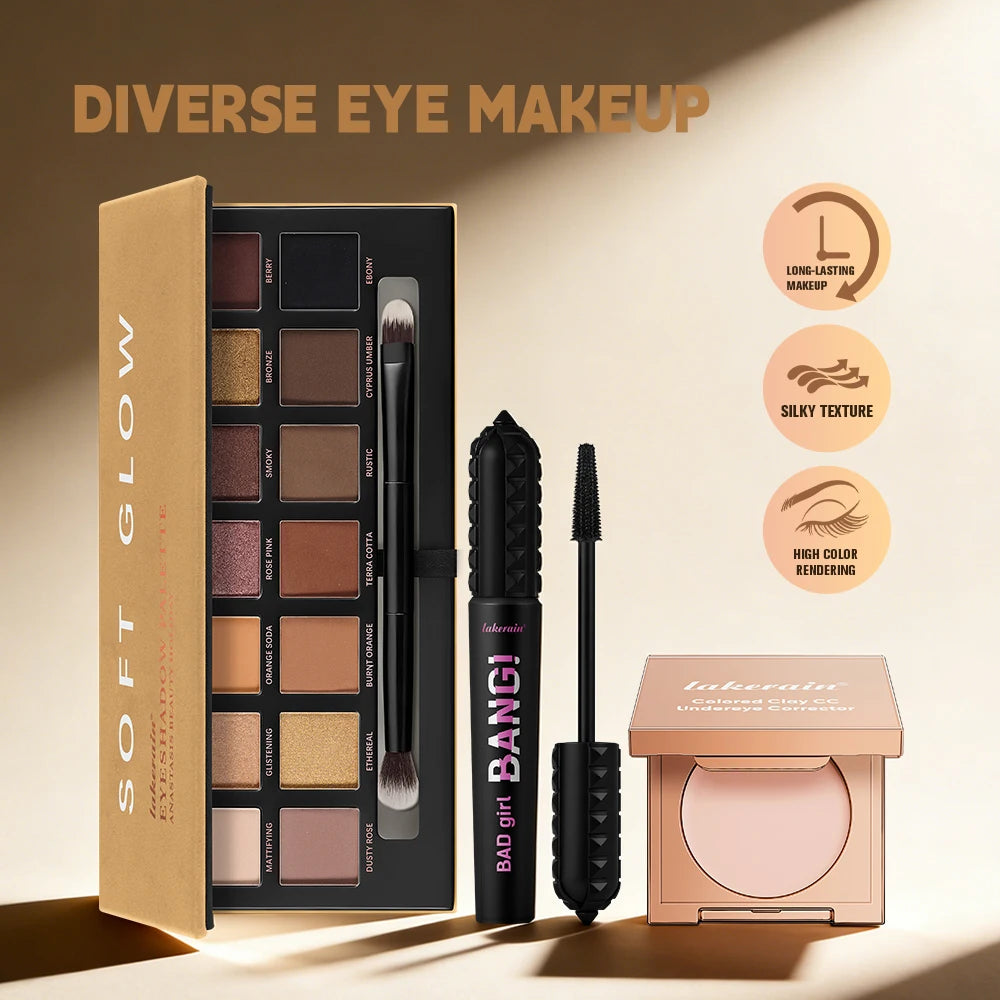 3 Piece Eye Makeup Set CC Color Corrector and Eyeshadow Palette Kit