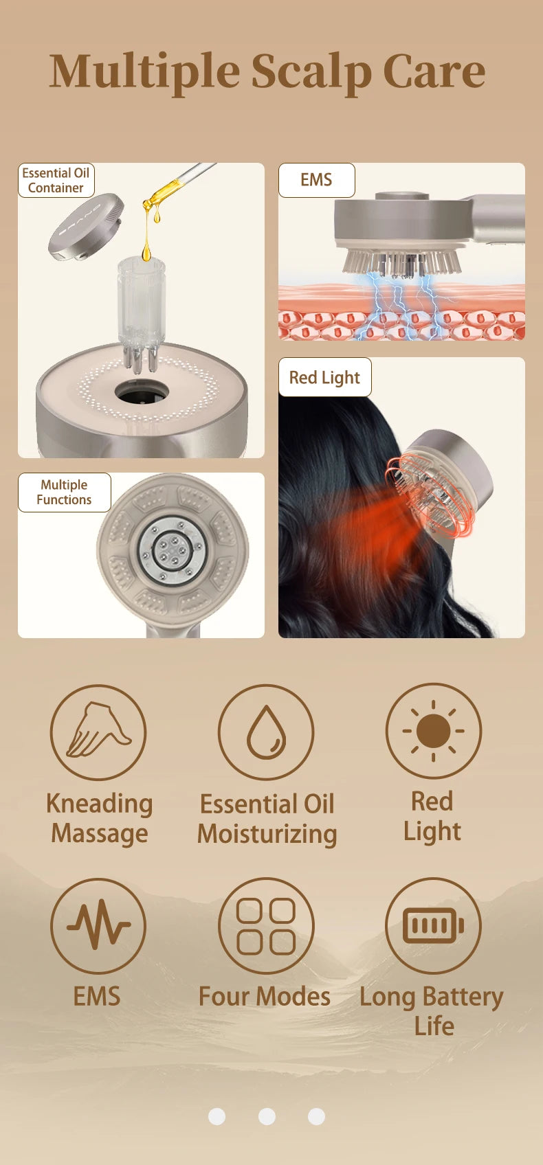 Electric Scalp Massager Comb and Hair Oil Applicator Brush - 8