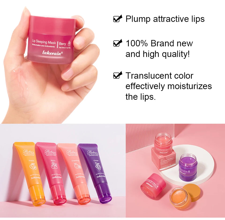 Lip Balm and Sleeping Mask Set Moisturizing Lip Care Treatment - 8