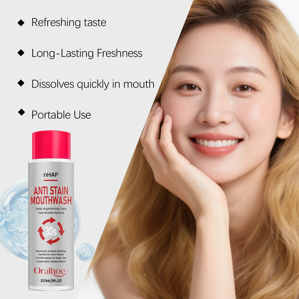 Anti Stain Mouthwash Alcohol Free Teeth Whitening Rinse