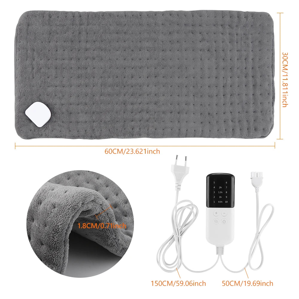 Electric Heating Pad and Thermal Warming Mat for Back Pain Relief