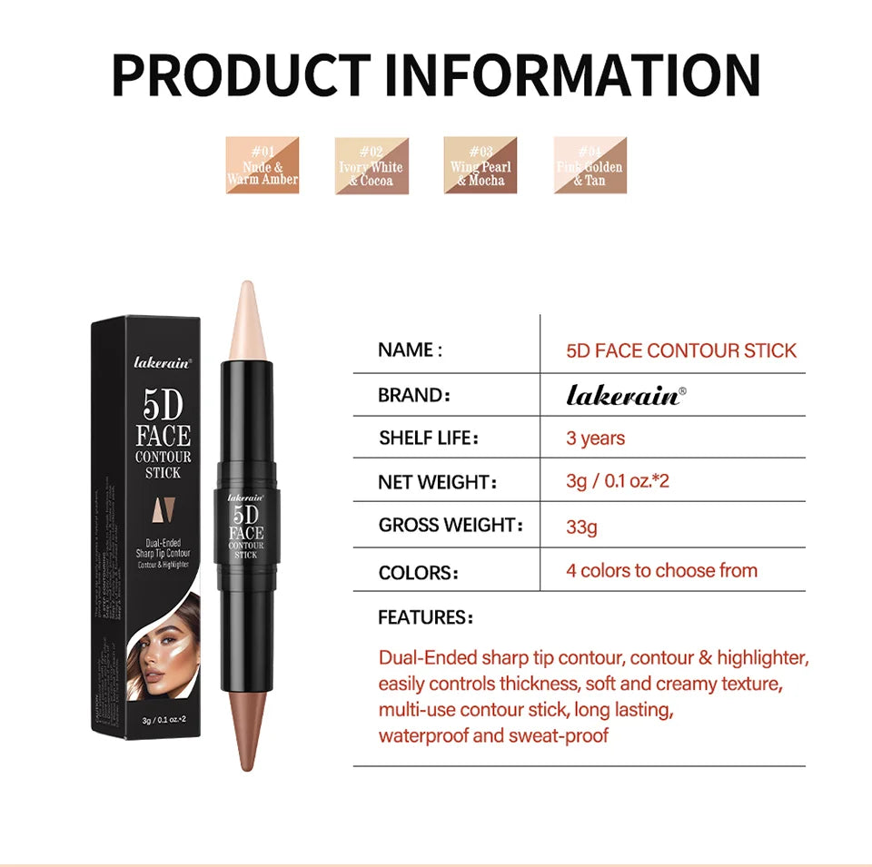 Dual Ended Contour Stick Bronzer and Highlighter Makeup Pen - 15