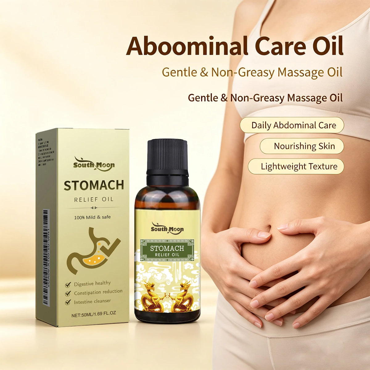 Stomach Relief Oil Natural Abdominal Massage Oil for Constipation