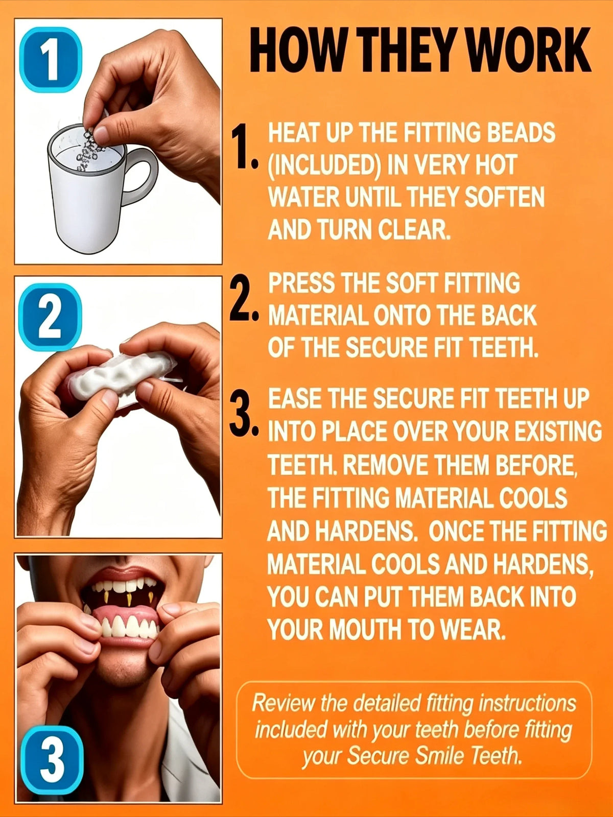 Cosmetic Smile Veneers Silicone Snap On False Teeth Upper and Lower Set