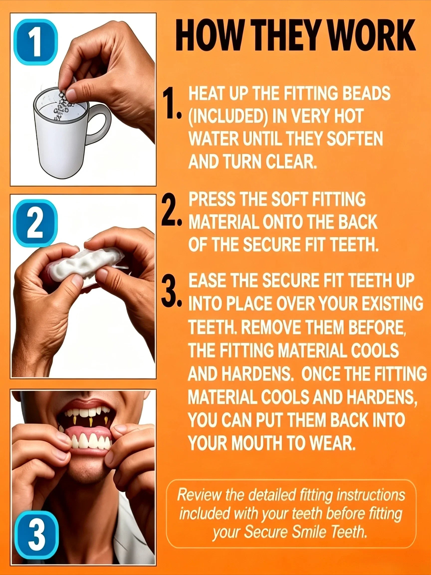 Cosmetic Smile Veneers Silicone Snap On False Teeth Upper and Lower Set - 11