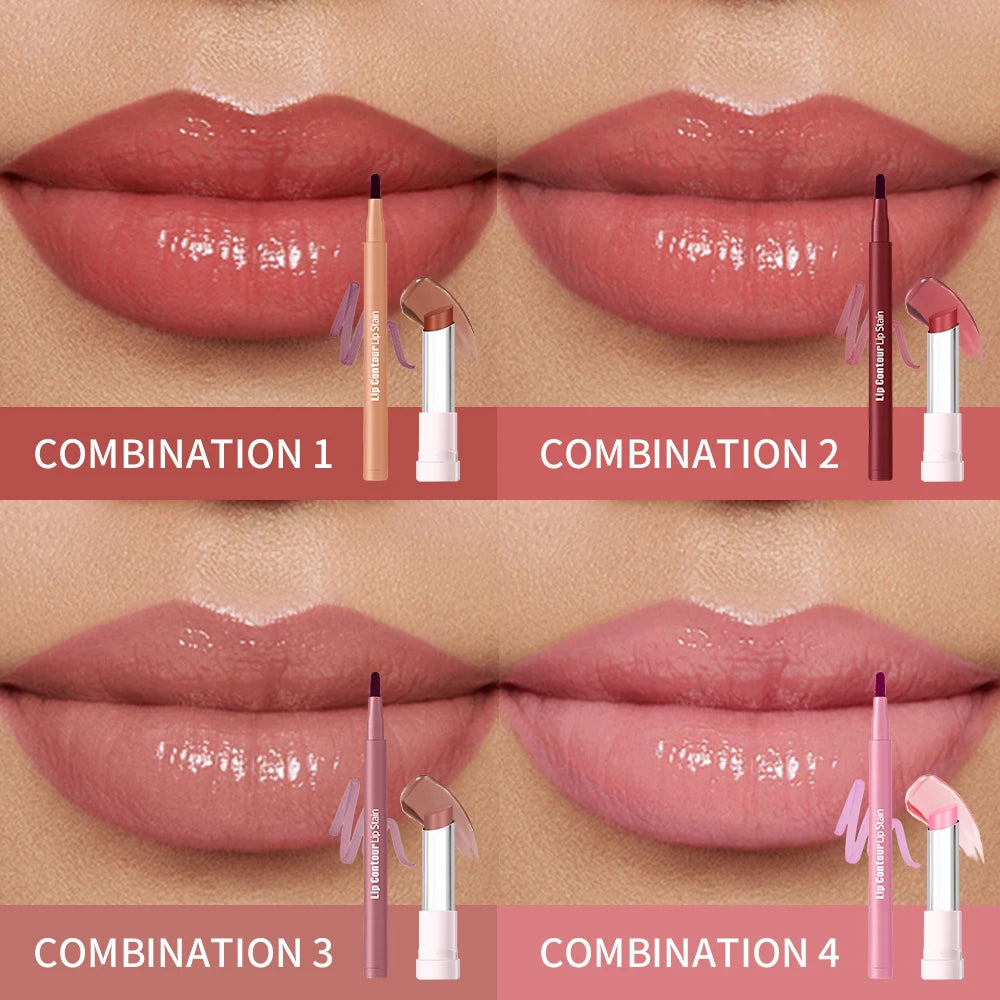 Lip Liner Pencil and Moisturizing Lip Balm Makeup Kit - 2