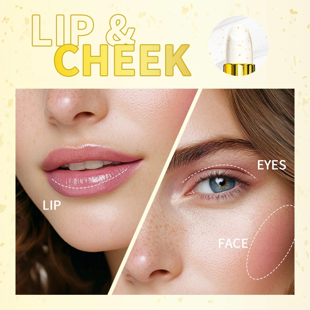 24K Gold Color Changing Lipstick Moisturizing Lip Blush Balm
