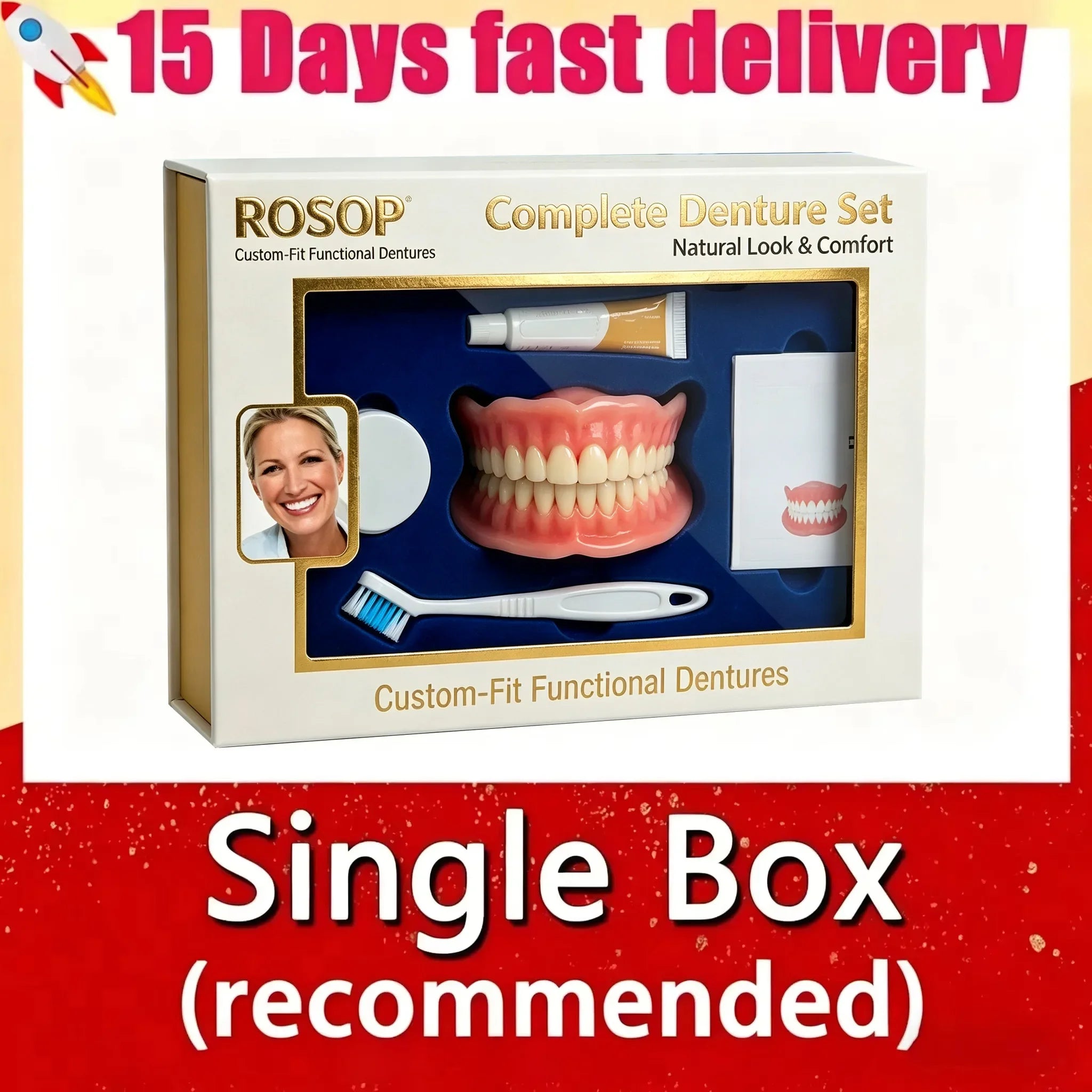 Cosmetic Smile Veneers Silicone Snap On False Teeth Upper and Lower Set - 13