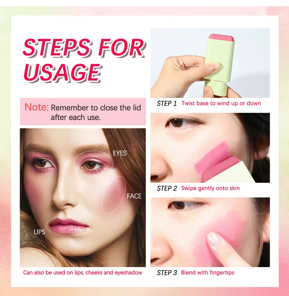 Tinted Blush Stick Moisturizing Cream Blusher for Cheeks and Lips - 16