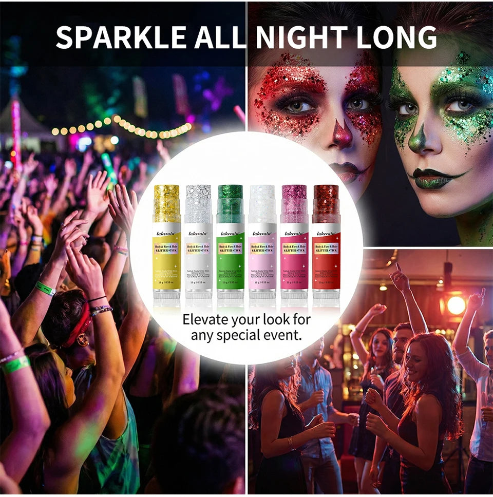 Body Glitter Stick Shimmer Highlighter Balm for Face and Hair
