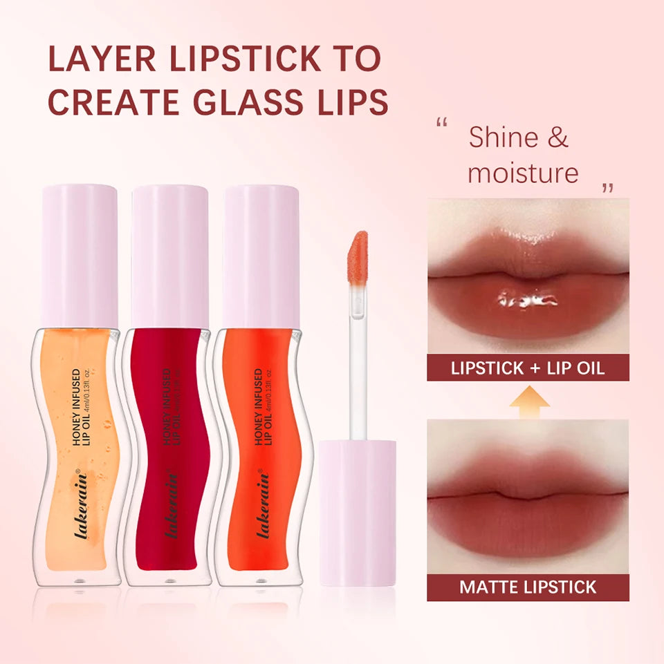 Honey Infused Lip Oil Hydrating Gloss and Moisturizing Lip Tint - 12