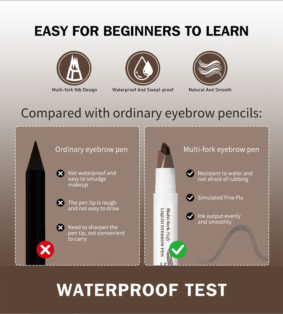 Liquid Eyebrow Pen Microblading Fork Tip Tattoo Brow Pencil