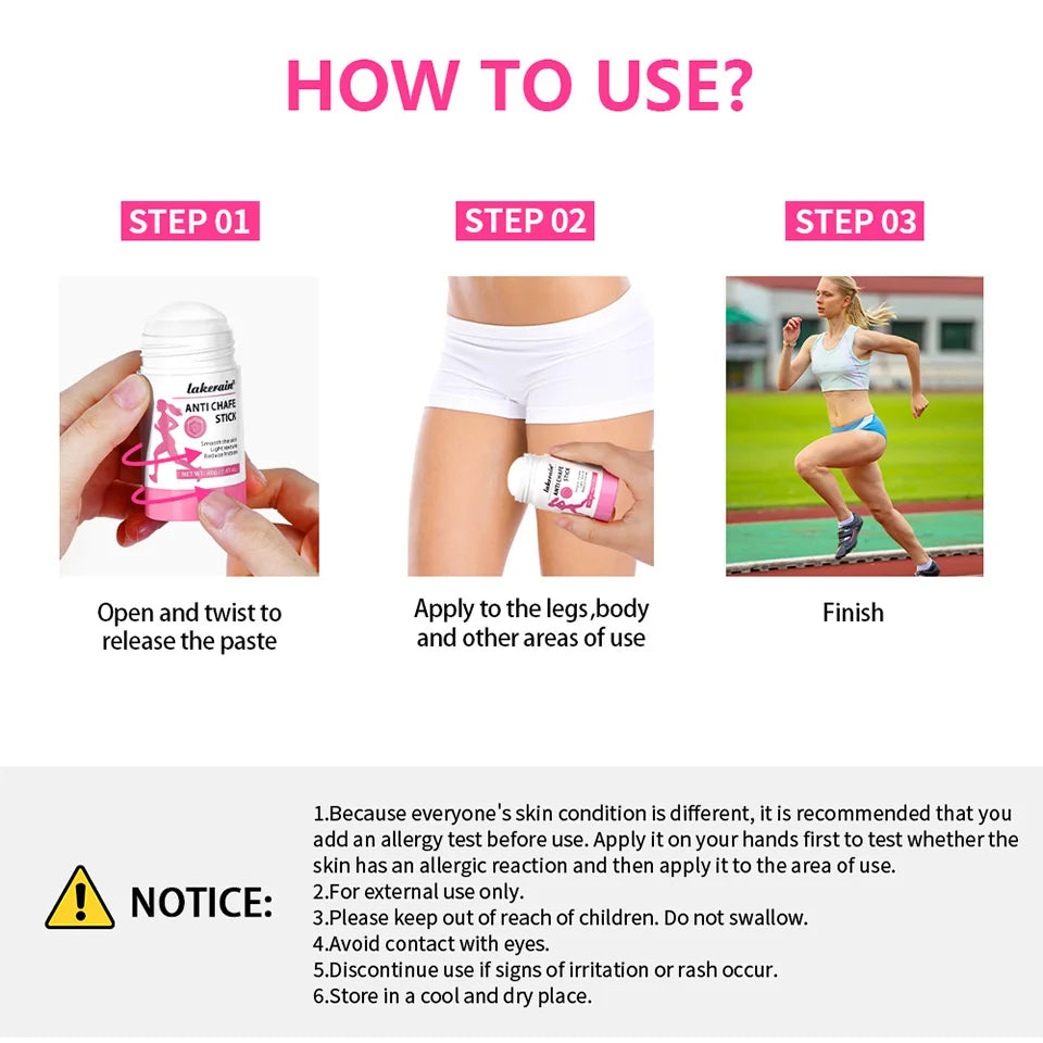 Anti Chafing Stick Friction Reducing Balm for Skin Protection