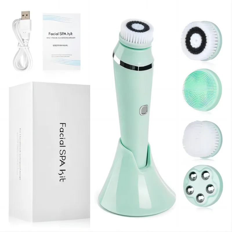 4 in 1 Electric Facial Cleansing Brush Rechargeable Pore Cleaner