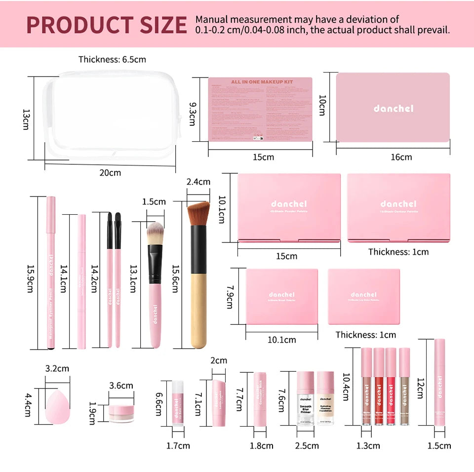 All in One Makeup Kit Professional Cosmetic Set for Face and Eyes - 18